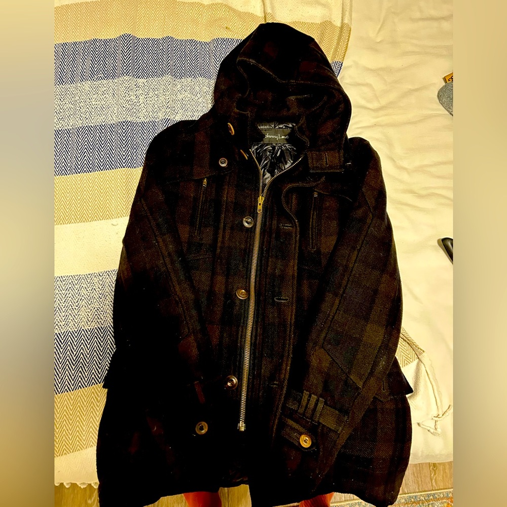 Johnny Love large hooded men’s pea coat